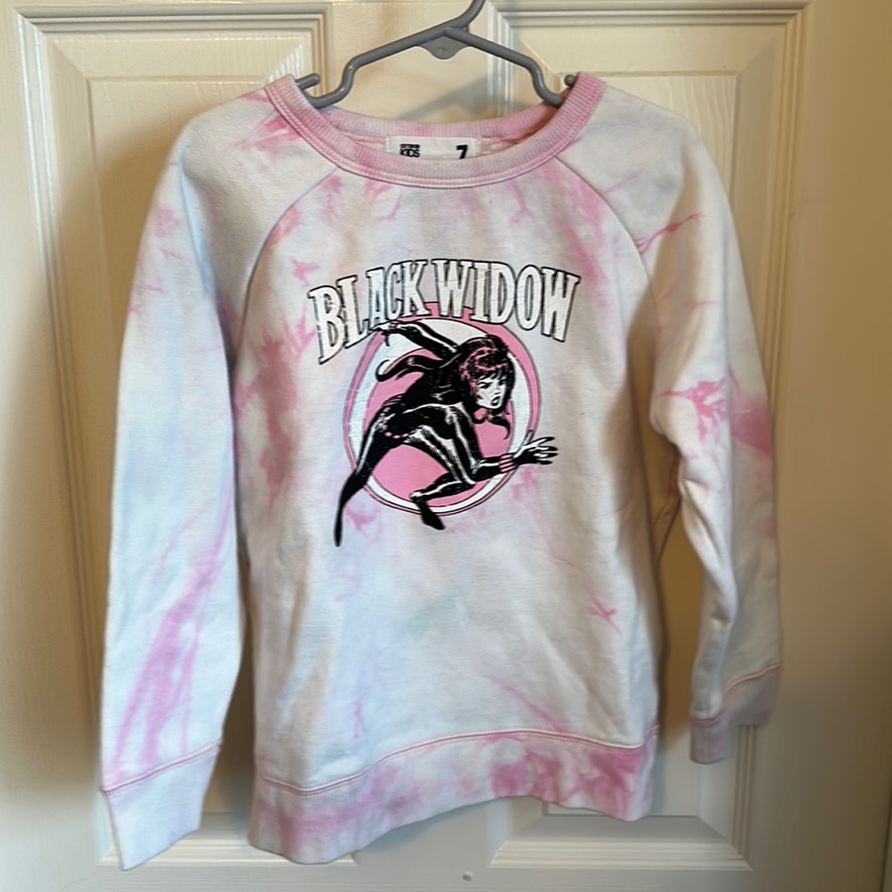 Cotton On Kids Pink Tie Dye Black Widow Sweatshirt Size 7